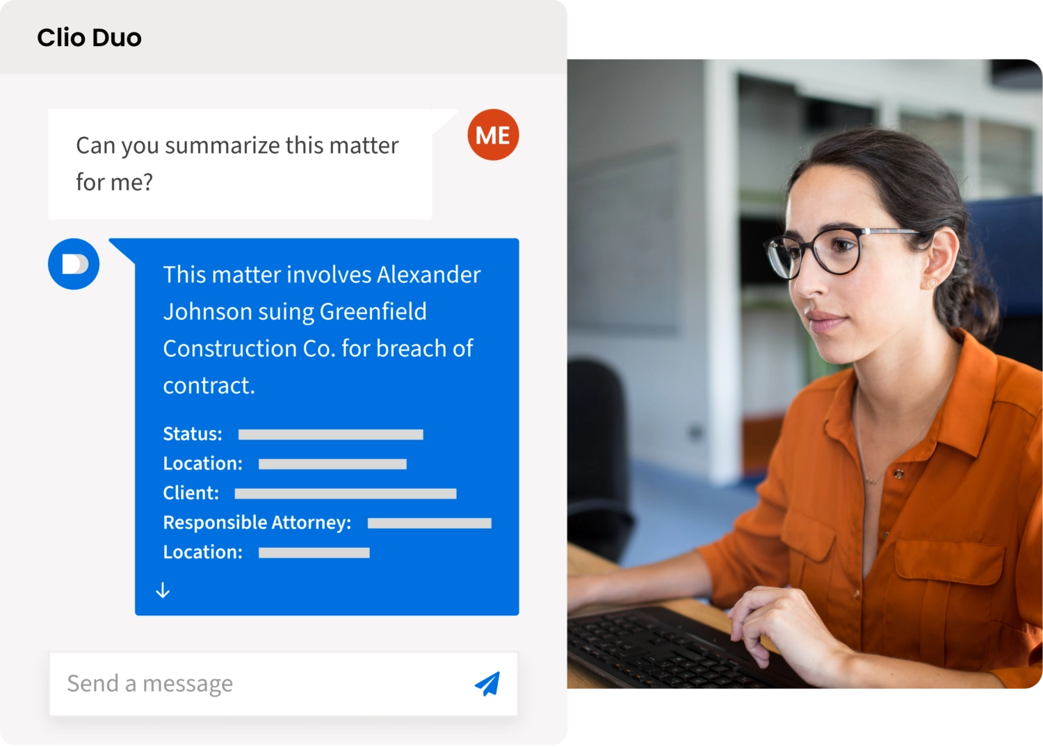 Clio chatbot window